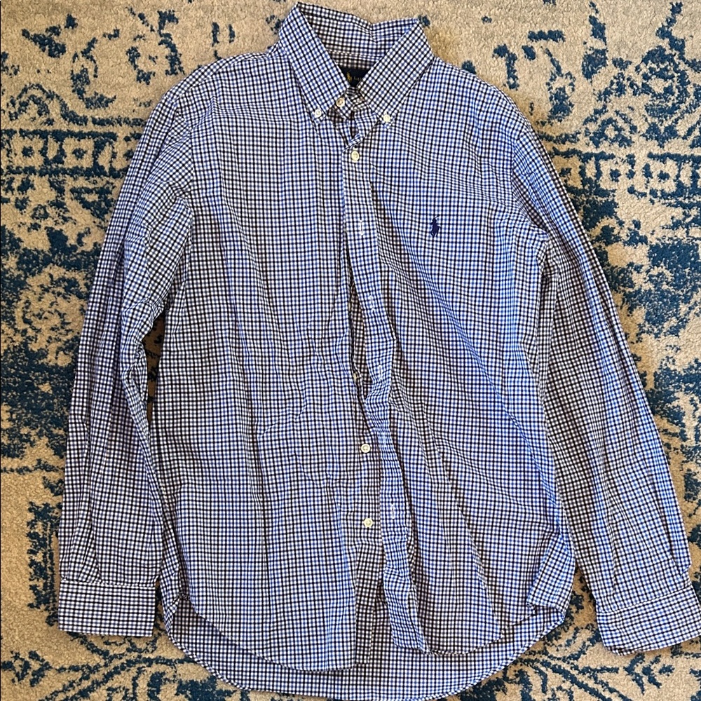 Men's Blue Checkered Ralph Lauren button down